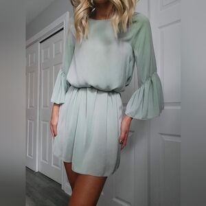Zara Light Green Long Sleeve Dress